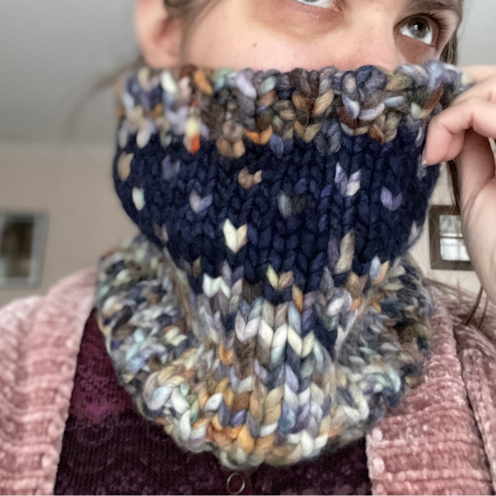 NWOT Malabrigo merino wool hand knit Starry Night cowl - super plush & warm